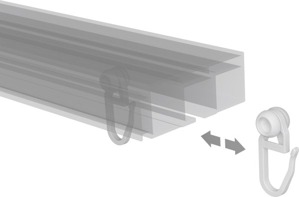 Innenlaufrollen mit Faltenhaken Kunststoff für Gardinenschienen CONCEPT (100 Stück)