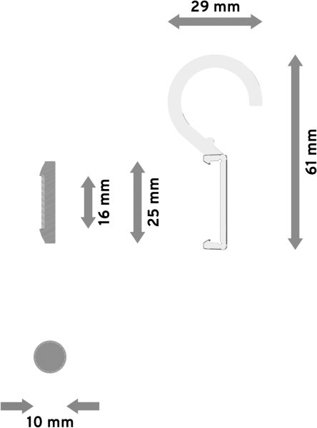Paneelwagen für Rundrohre 16-20 mm Ø Easyclip Aluminium mit Klettband Silbergrau