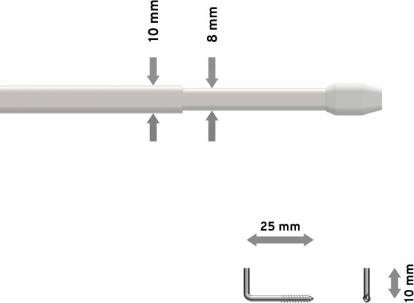 Vitragestangen Metall / Kunststoff Geno Weiß (2 Stück) ausziehbar