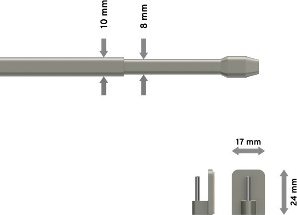 Vitragestangen mit Klebehaken Metall / Kunststoff Geno Silbergrau (2 Stück) ausziehbar