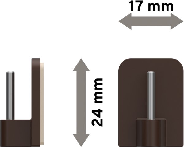 Klebehaken Braun für Vitragestangen (4 Stück)