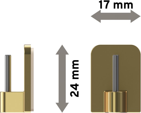 Klebehaken Messing-farbig für Vitragestangen (4 Stück)