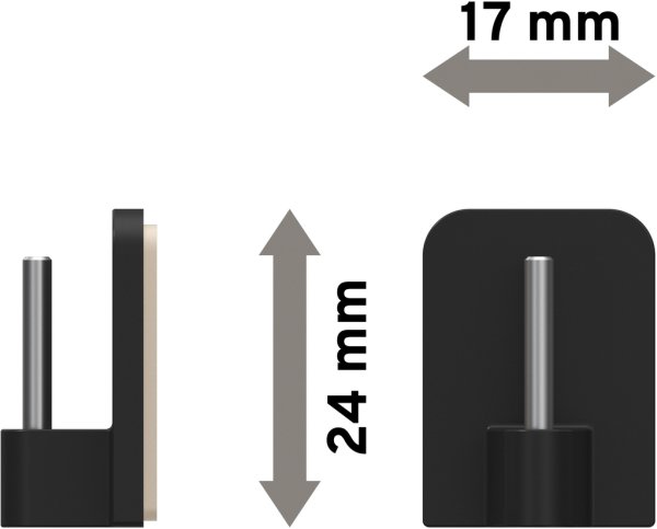 Klebehaken Schwarz für Vitragestangen (4 Stück)