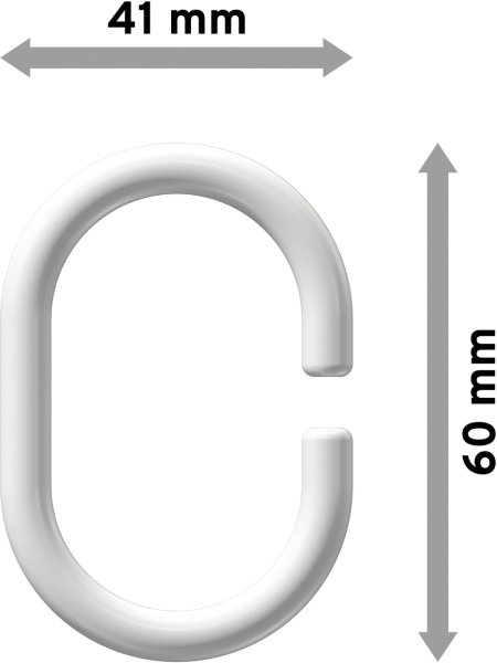 Duschvorhangringe (Duschringe) Weiß Typ C-Form, offen für Duschvorhangstangen