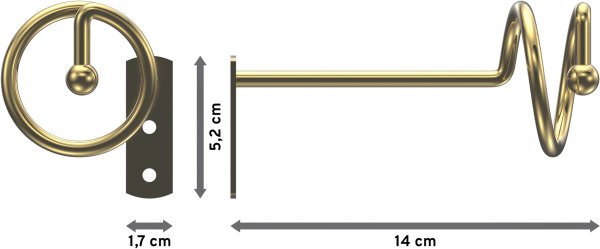 Drapierhaken 14 cm Messing-farbig (1 Paar)