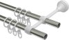 Gardinenstange Metall 16 mm Ø 2-läufig PRIMUS - Lorenzo Edelstahl-Optik / Messing Antik 100 cm
