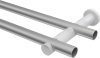 Gardinenstange Metall 20 mm Ø 2-läufig PLATON - Elanto Silbergrau / Edelstahl-Optik (ohne Ringe) 100 cm