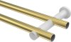 Gardinenstange Messing-Optik / Edelstahl-Optik 20 mm Ø 2-läufig PLATON - Verano (ohne Ringe) 100 cm