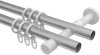 Gardinenstange Metall 20 mm Ø 2-läufig PRESTIGE - Luino Silbergrau / Weiß 100 cm