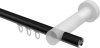 Innenlauf Gardinenstange Aluminium / Holz 20 mm Ø TALENT - Feta Schwarz / Weiß lackiert 100 cm