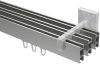 Innenlauf Gardinenstange Aluminium / Metall eckig 14x35 mm 3-läufig SMARTLINE - Paxo Edelstahl-Optik / Weiß 100 cm