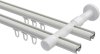 Innenlauf Gardinenstange Aluminium / Metall 20 mm Ø 2-läufig PRESTIGE - Luino Weiß / Edelstahl-Optik 100 cm