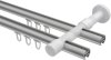 Innenlauf Gardinenstange Aluminium / Metall 20 mm Ø 2-läufig PRESTIGE - Luino Silbergrau / Weiß 100 cm