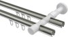 Innenlauf Gardinenstange Aluminium / Metall 20 mm Ø 2-läufig PRESTIGE - Luino Edelstahl-Optik / Weiß 100 cm