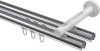 Innenlauf Gardinenstange Aluminium / Metall 20 mm Ø 2-läufig SITENO - Verano Chrom / Weiß 100 cm