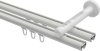 Innenlauf Gardinenstange Aluminium / Metall 20 mm Ø 2-läufig SITENO - Verano Weiß / Messing-Optik 100 cm
