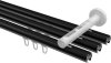 Innenlauf Gardinenstange Aluminium / Metall 20 mm Ø 3-läufig SITENO - Verano Schwarz / Messing-Optik 100 cm