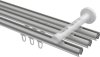 Innenlauf Gardinenstange Aluminium / Metall 20 mm Ø 3-läufig SITENO - Verano Silbergrau / Messing-Optik 100 cm