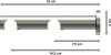 Träger Platon Edelstahl-Optik 2-läufig 7,5 und 14,5 cm für Gardinenstangen 20 mm Ø 
