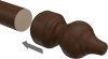 Endstücke Rondo (Rillenform) Nussbaum lackiert für Gardinenstangen 28 mm Ø (2 Stück) 