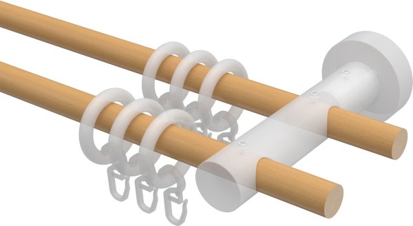 Gardinenstange Holz 16 mm Ø 2-läufig ADRIAN - Pin Buche lackiert