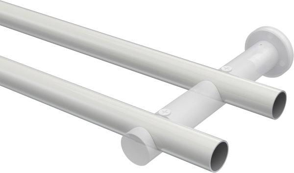 Gardinenstange Metall 20 mm Ø 2-läufig PLATON - Sitra Weiß / Messing-Optik (ohne Ringe)