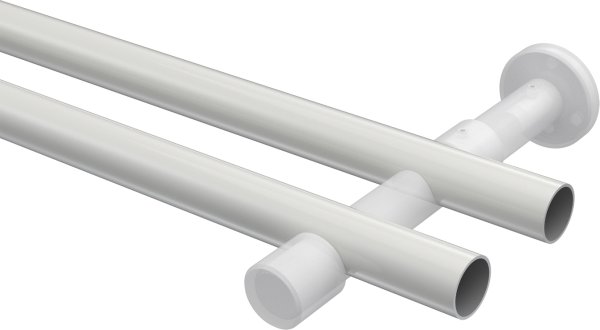 Gardinenstange Metall 20 mm Ø 2-läufig PRESTIGE - Sitra Weiß / Messing-Optik (ohne Ringe)