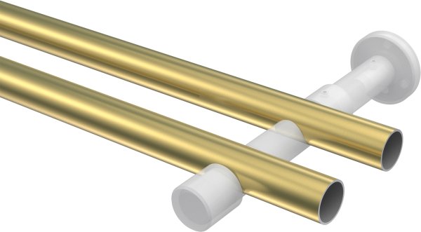 Gardinenstange Metall 20 mm Ø 2-läufig PRESTIGE - Zoena Messing-Optik / Weiß (ohne Ringe)