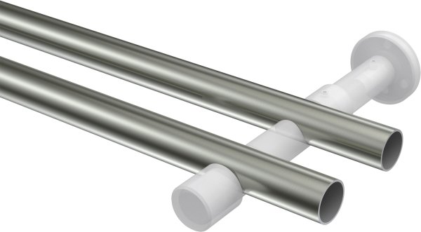 Gardinenstange Metall 20 mm Ø 2-läufig PRESTIGE - Santo Edelstahl-Optik / Chrom (ohne Ringe)