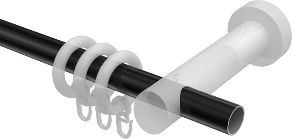 Gardinenstange Metall / Holz 20 mm Ø TALENA - Luina Schwarz / Nussbaum lackiert