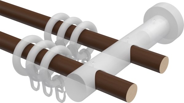 Gardinenstange Holz 20 mm Ø 2-läufig TALENA - Feta Nussbaum lackiert