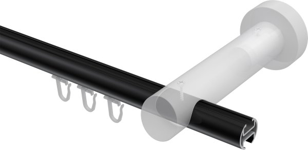 Innenlauf Gardinenstange Aluminium / Holz 20 mm Ø TALENT - Luina Schwarz / Nussbaum lackiert