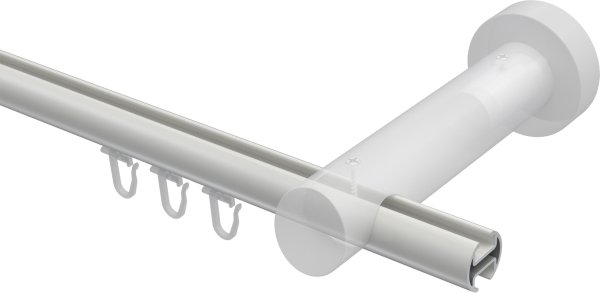 Innenlauf Gardinenstange Aluminium / Holz 20 mm Ø TALENT - Feta Weiß lackiert