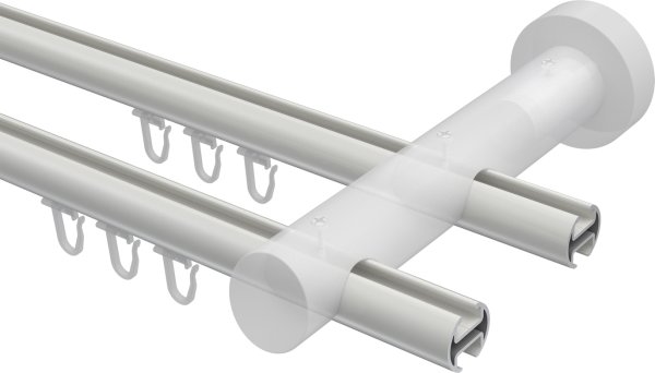 Innenlauf Gardinenstange Aluminium / Holz 20 mm Ø 2-läufig TALENT - Luina Weiß / Kirschbaum lackiert