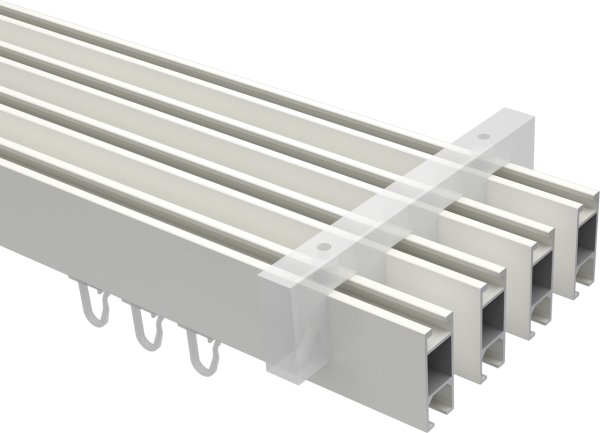 Innenlauf Gardinenstange Deckenmontage Aluminium / Metall eckig 14x35 mm 4-läufig SMARTLINE - Paxo Weiß / Chrom