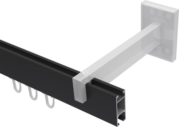 Innenlauf Gardinenstange Aluminium / Metall eckig 14x35 mm SMARTLINE - Paxo Schwarz (WA lang)