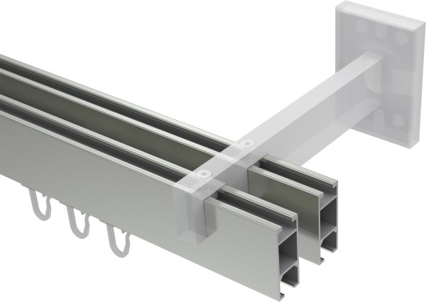 Innenlauf Gardinenstange Edelstahl-Optik eckig 14x35 mm 2-läufig SMARTLINE - Conex (WA lang)