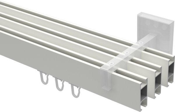 Innenlauf Gardinenstange Aluminium / Metall eckig 14x35 mm 3-läufig SMARTLINE - Paxo Weiß / Chrom