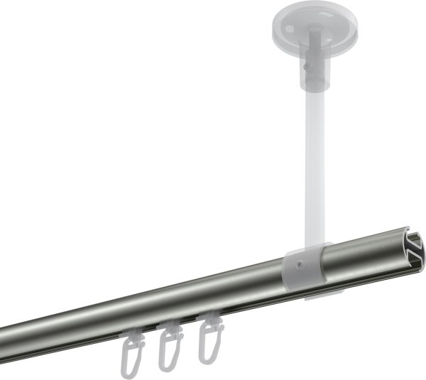 Innenlauf Gardinenstange Aluminium / Metall 20 mm Ø SONETTE - Santo Edelstahl-Optik / Schwarz