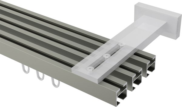 Innenlauf Gardinenstange Aluminium / Metall eckig 20x20 mm 3-läufig QUADLINE (Multi) - Sono Satin-Silber