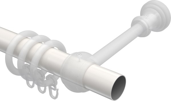 Gardinenstange Metall / Holz 28 mm Ø CLASSIC - Rondo Weiß / Buche lackiert