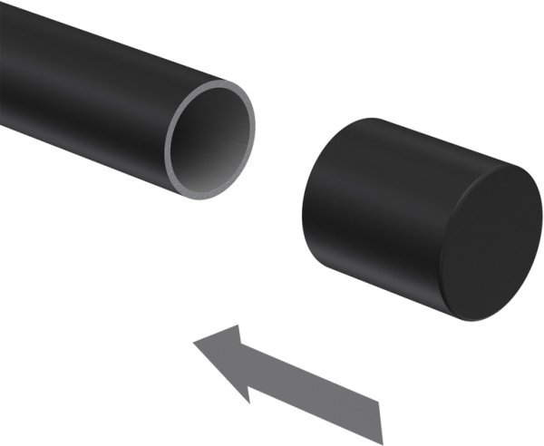 Endstücke Livo (Kappe) Schwarz für Gardinenstangen ausziehbar 16/13 mm Ø (2 Stück)