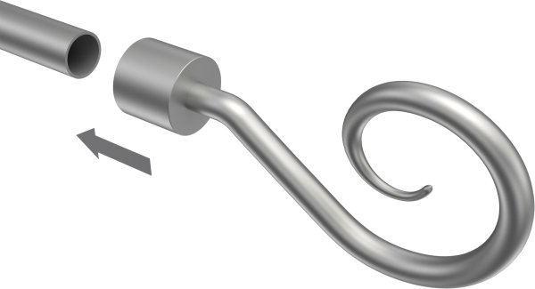 Endstücke Helix (Spirale) Silbergrau für Gardinenstangen ausziehbar 16/13 mm Ø (2 Stück)