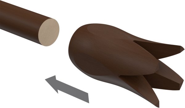 Endstücke Flower (Blume) Nussbaum lackiert für Gardinenstangen 16 mm Ø (2 Stück)