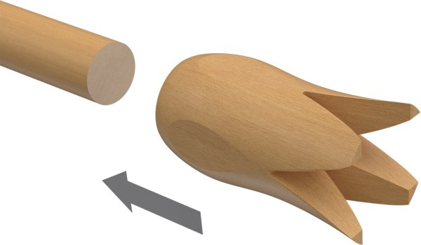 Endstücke Flower (Blume) Buche lackiert für Gardinenstangen 16 mm Ø (2 Stück)