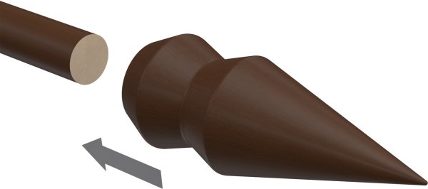 Endstücke Doman (Doppelkegel) Nussbaum lackiert für Gardinenstangen 16 mm Ø (2 Stück)