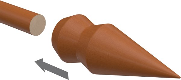 Endstücke Doman (Doppelkegel) Kirschbaum lackiert für Gardinenstangen 16 mm Ø (2 Stück)