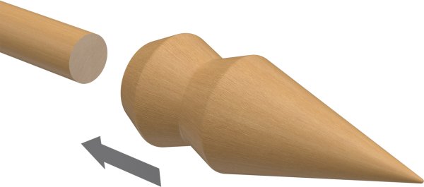 Endstücke Doman (Doppelkegel) Buche lackiert für Gardinenstangen 16 mm Ø (2 Stück)