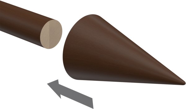 Endstücke Holly (Kegel) Nussbaum lackiert für Gardinenstangen 16 mm Ø (2 Stück)