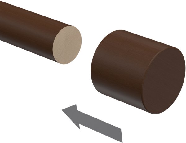 Endstücke Pin (Kappe) Nussbaum lackiert für Gardinenstangen 16 mm Ø (2 Stück)